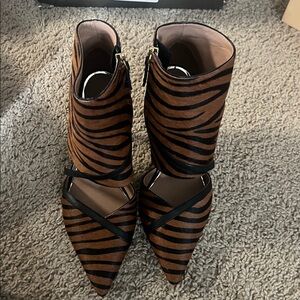 Paolo Zebra-Print Pointed Toe Stiletto Pumps - Brown & Black